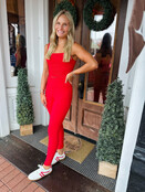 Ribbed Leggings in Red