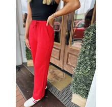 Rachel Red Scuba Pants - Straight Leg