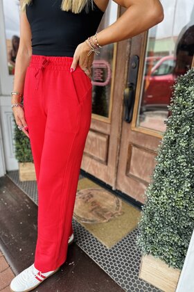 Rachel Red Scuba Pants - Straight Leg