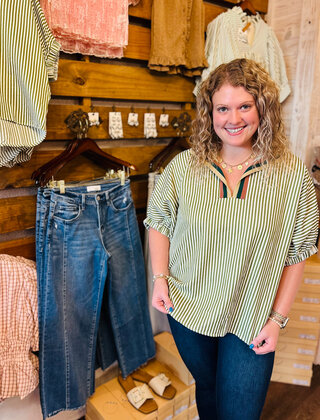 The Olive and White Striped Top