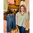 The Uptown Peach The Olive and White Striped Top
