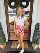 Claire Checkered Denim Shorts