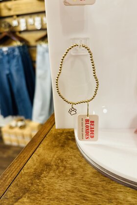 Beaded Blondes Gold Paw Print Bracelet