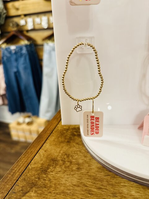 Beaded Blondes Gold Paw Print Bracelet