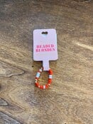 Beaded Blondes Red and White Ring