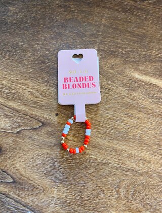 Beaded Blondes Red and White Ring