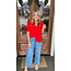 The Uptown Peach Darling Detailed Blouse in Red