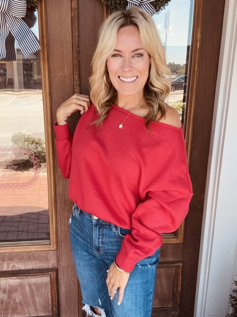 Red French Terry Top