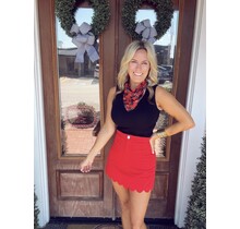 Sarah Scalloped Red Skirt