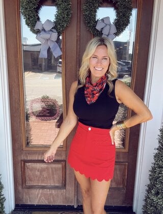 Sarah Scalloped Red Skirt