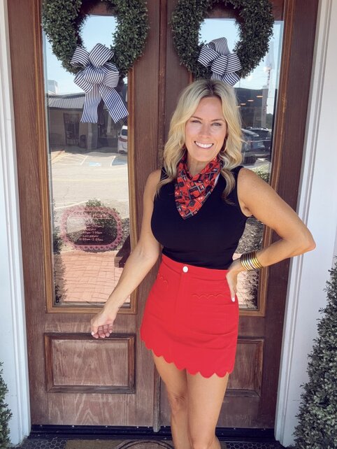 Sarah Scalloped Red Skirt