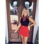 The Uptown Peach Sarah Scalloped Red Skirt