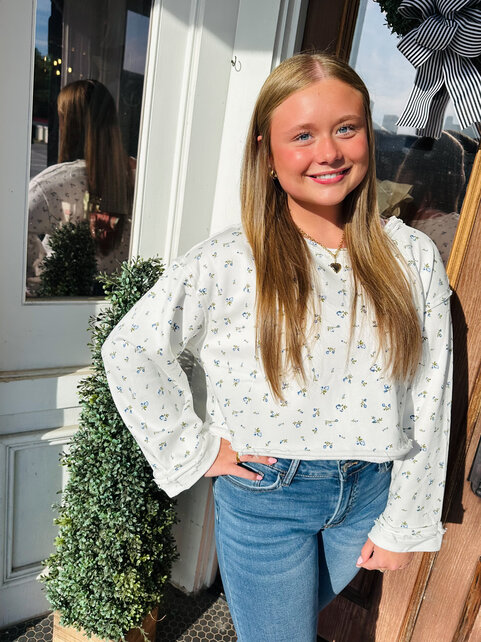 Faith Floral Cropped Sweatshirt