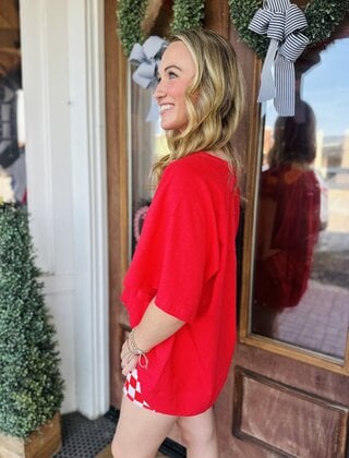 Red Oversized Top