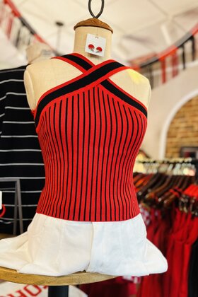 Haleys Striped Halter Top