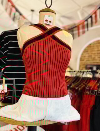 Haleys Striped Halter Top