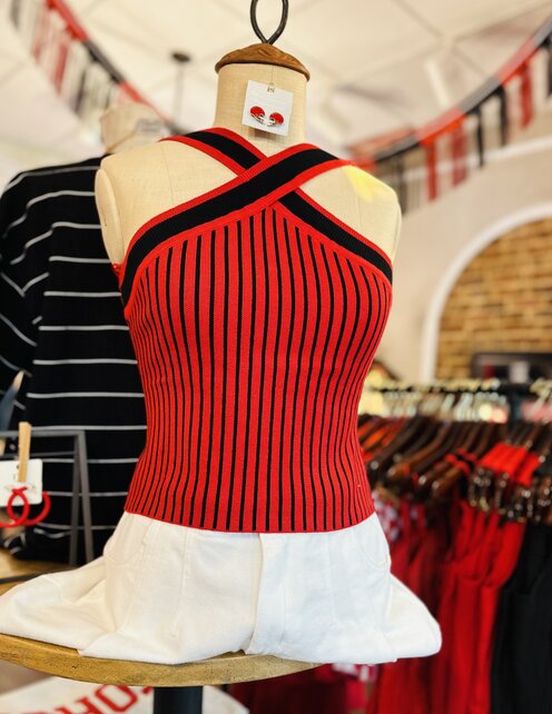 Haleys Striped Halter Top