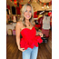 The Uptown Peach Scarlet Ruffle Top