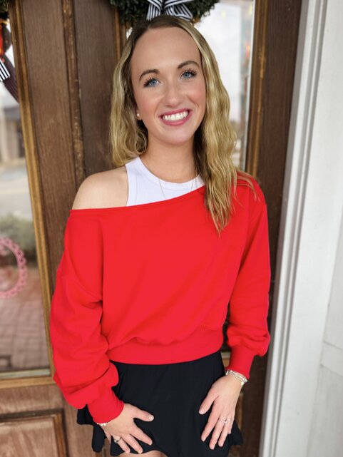 Alison Off-The-Shoulder Cropped Sweatshirt