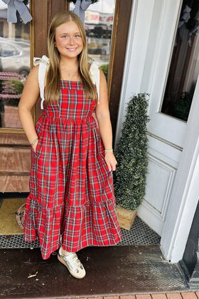 Scarlet Plaid Preppy Dress