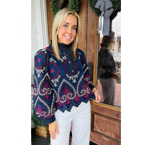 Nancy’s Navy Embroidered Top