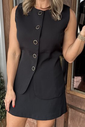 Black Buttoned Romper