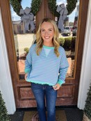 Farrah Striped Crop Sweatshirt Jade/Purple