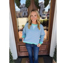 Farrah Striped Crop Sweatshirt Jade/Purple