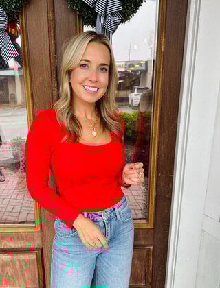 Raleigh Red Round Neck Top