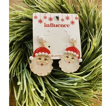 Pearled Santa Dangle Earrings