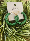 Green Color Block Beaded Hoops Green Color Block Beaded Hoops