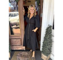 Golden Zip Black Dress