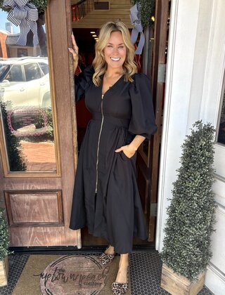 Golden Zip Black Dress