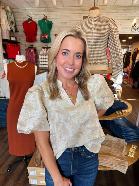 Valerie V-Neck Puff Sleeve Top