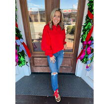 Rachel Red Collar Sweatshirt