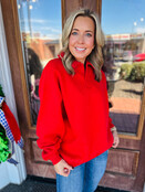 Rachel Red Collar Sweatshirt