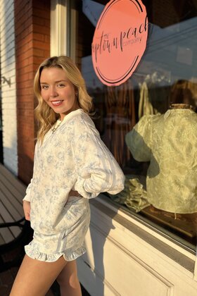 Blue Blossom Lounge Top