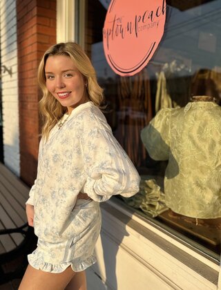 Blue Blossom Lounge Top