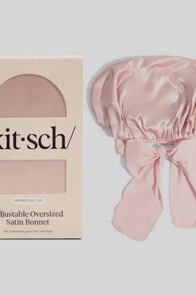 Adjustable Oversized Satin Bonnet - Blush