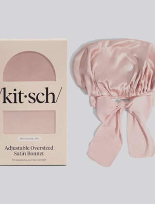 Adjustable Oversized Satin Bonnet - Blush