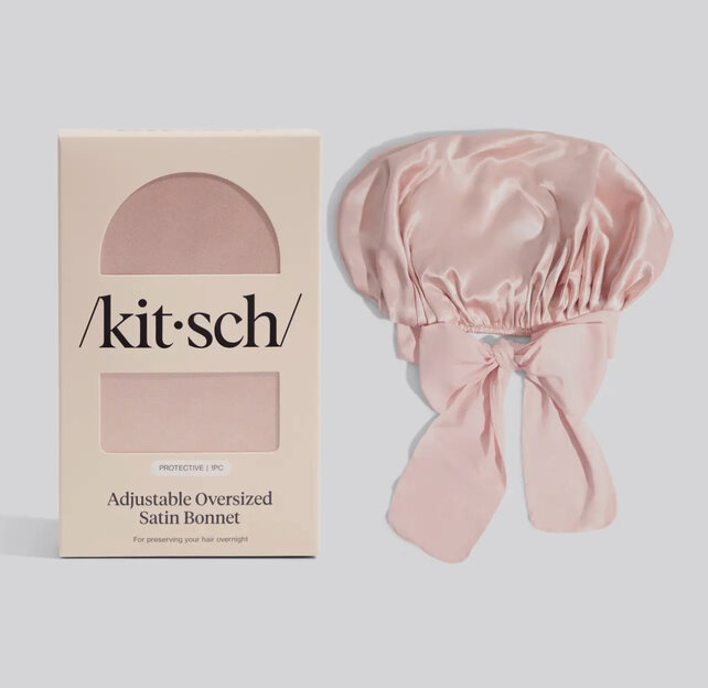 Adjustable Oversized Satin Bonnet - Blush