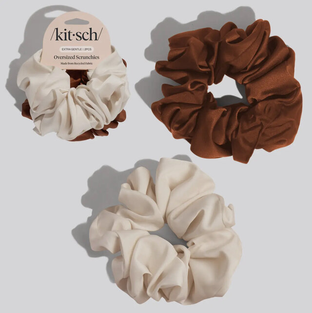 Oversized Scrunchies - Cream + Camel