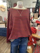 Oversized R/G Striped Knit Top