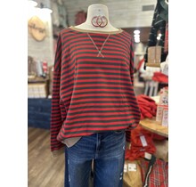 Oversized R/G Striped Knit Top