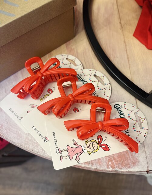 The Grinch  X  Kitsch Bow Claw Clip - Red