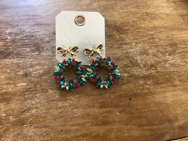 Fancy Christmas Wreath Earrings