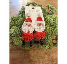 Beaded Santa Dangle Earrings