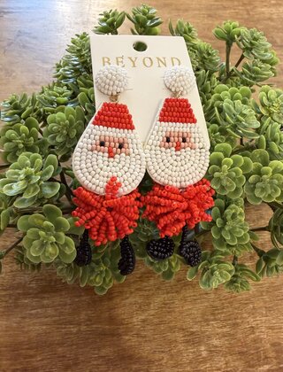 Beaded Santa Dangle Earrings