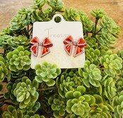 Crystal Edge Christmas Bow Earrings