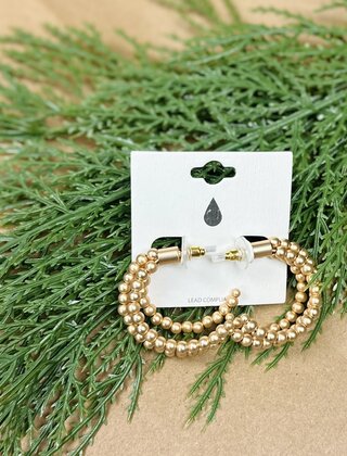 Triple Layered Gold Ball Hoops